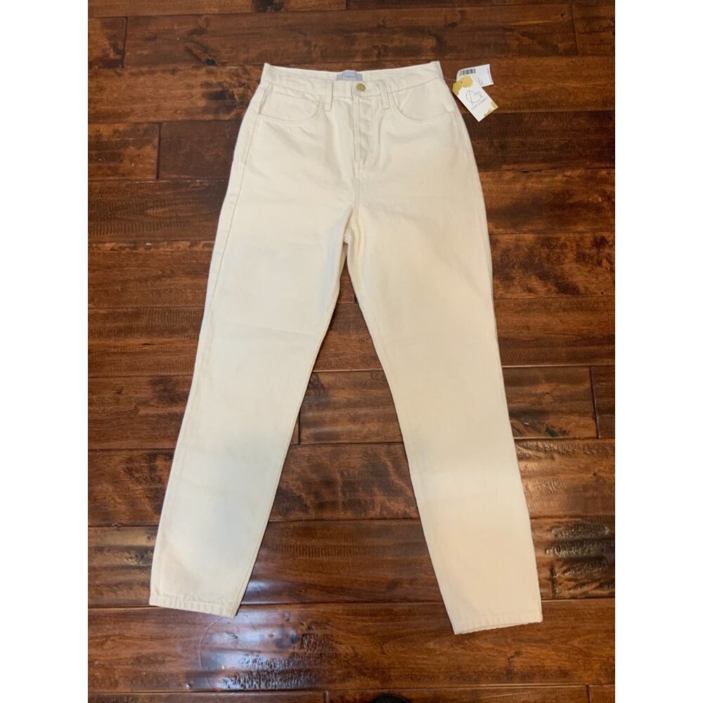 Triarchy Cream Organic Denim Tapered Leg Jeans New! $250, Size 27